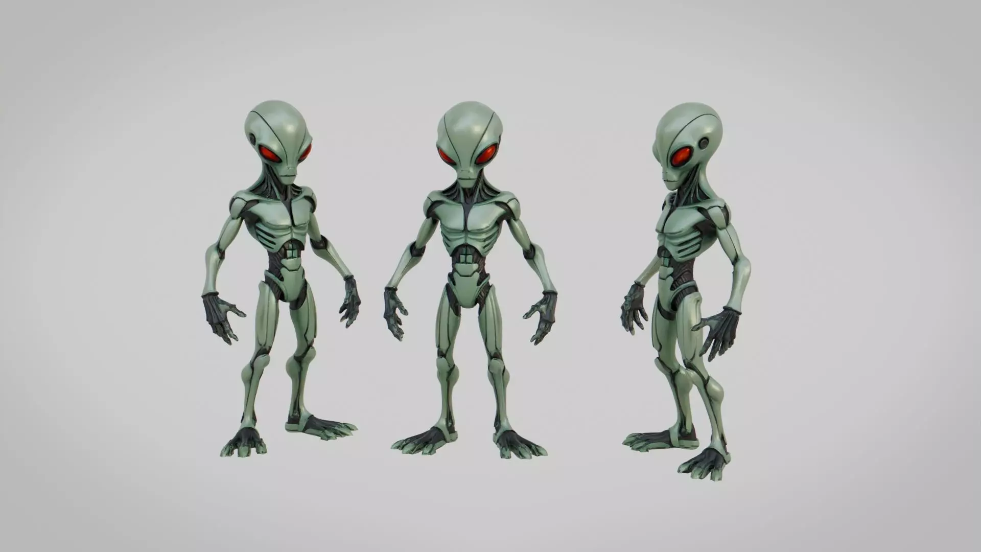 Alien Cyborg Rigged Low-poly 3D model_2