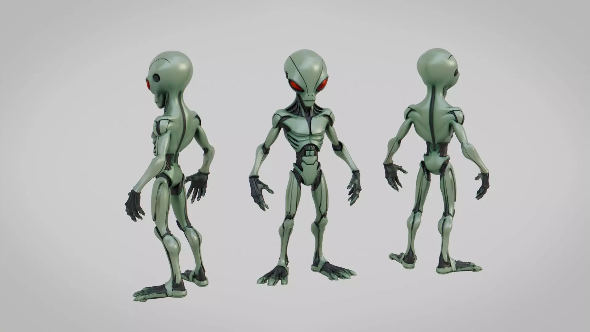 Alien Cyborg Rigged Low-poly 3D model_1