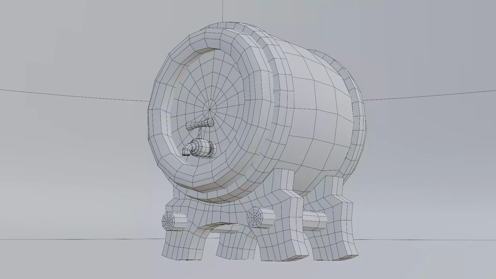 Stylized Wooden Wine Barrel Game Ready Low-poly 3D model_11