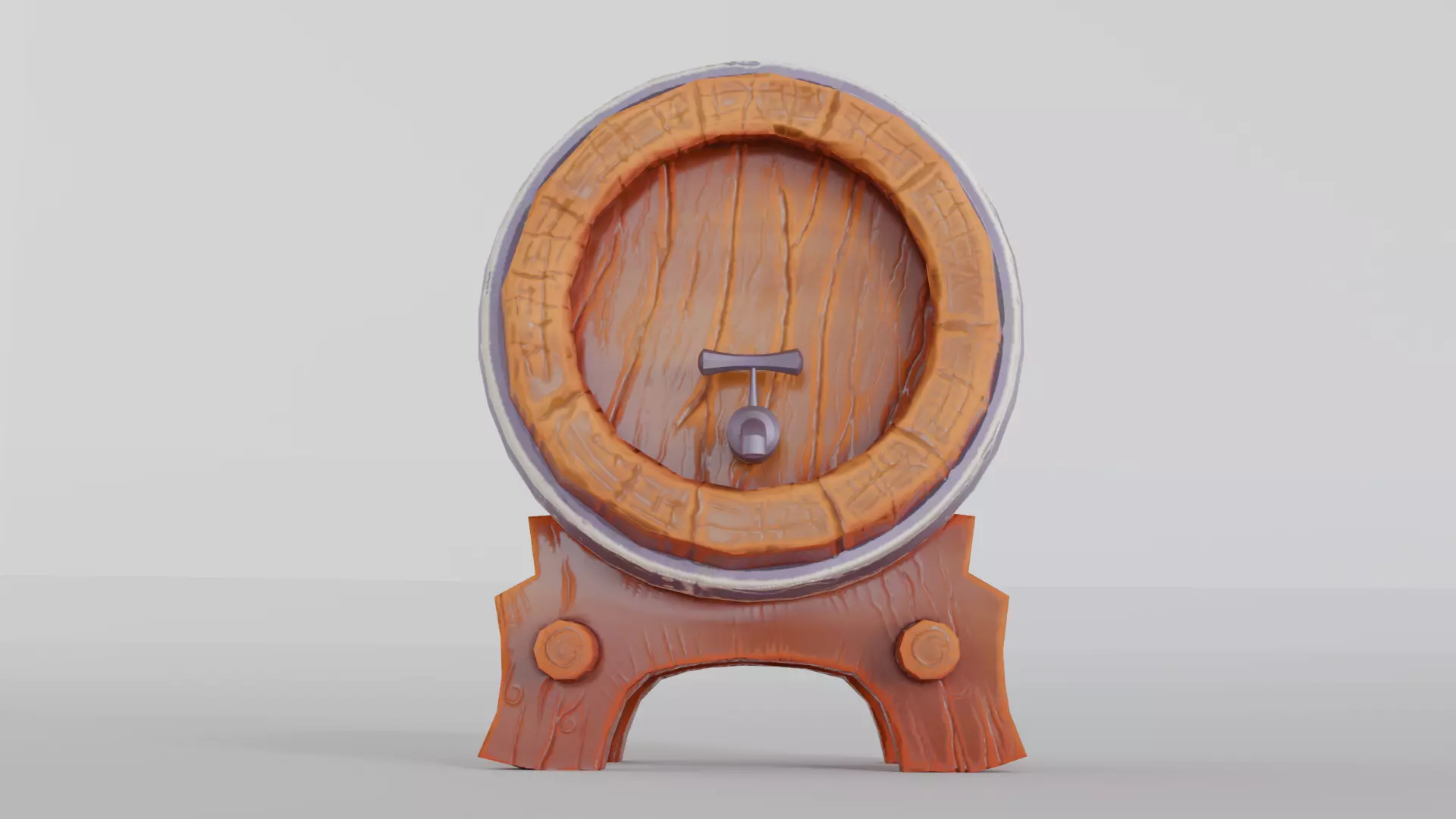 Stylized Wooden Wine Barrel Game Ready Low-poly 3D model_2