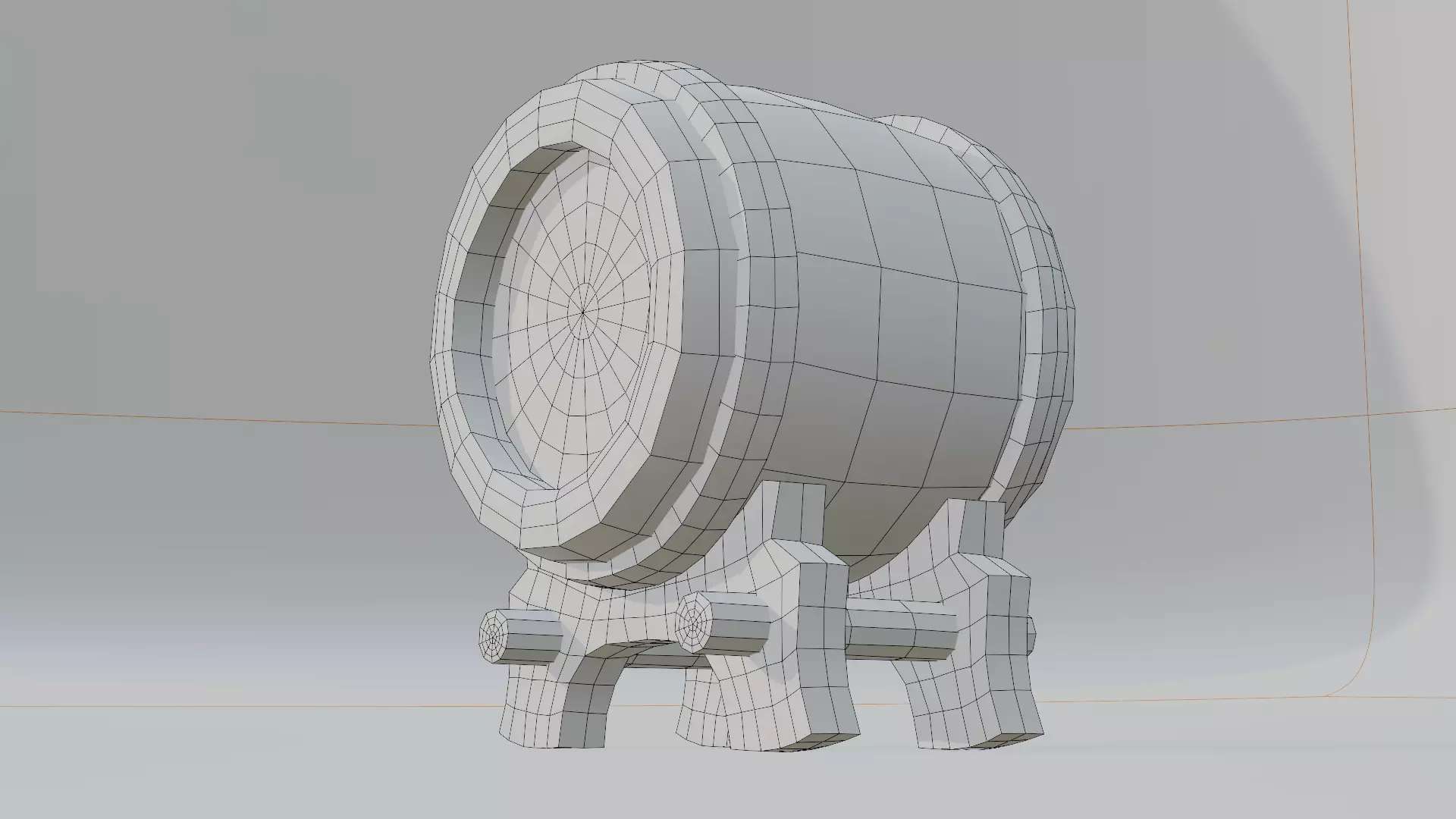 Stylized Wooden Wine Barrel Game Ready Low-poly 3D model_10