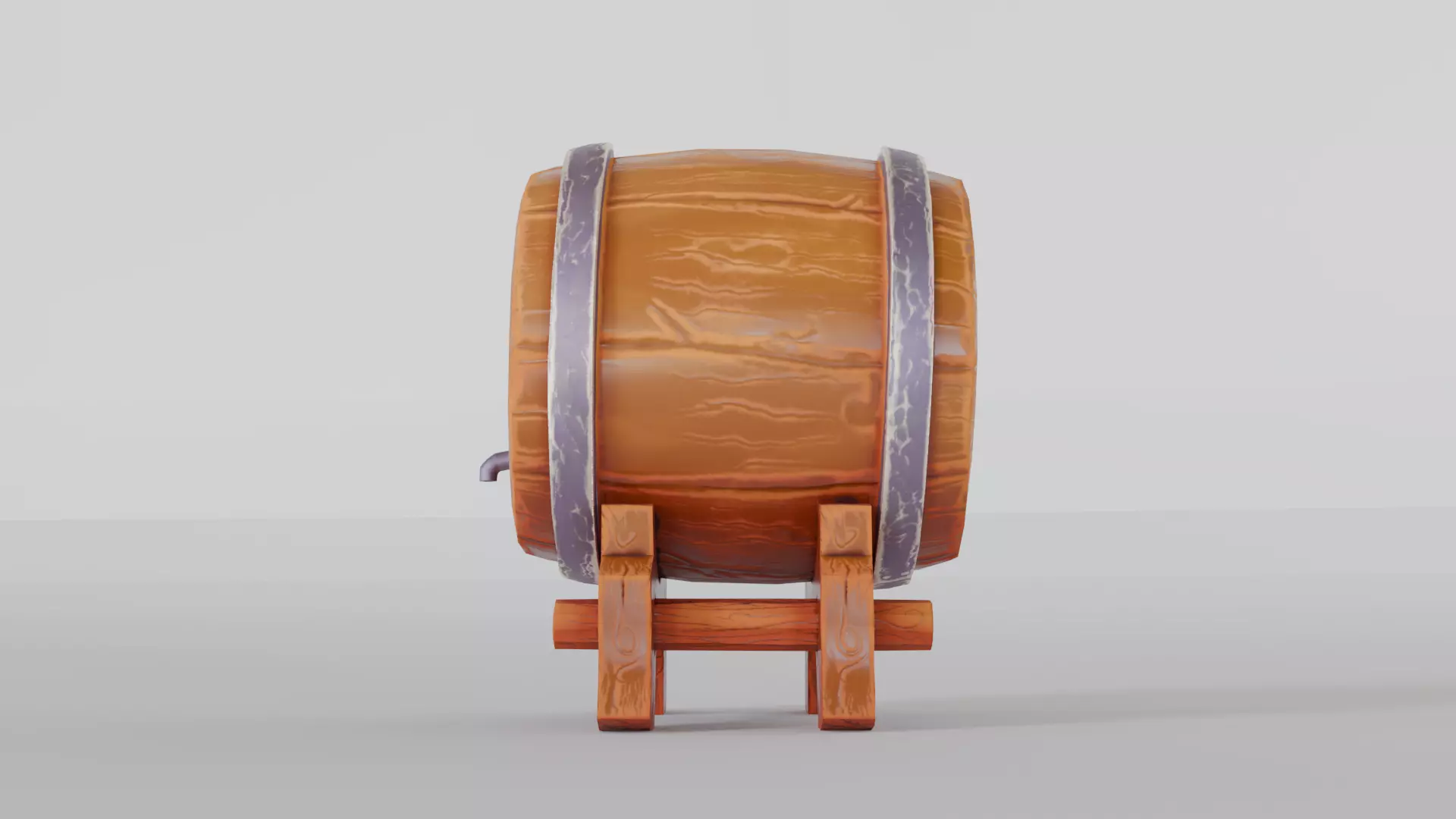 Stylized Wooden Wine Barrel Game Ready Low-poly 3D model_3