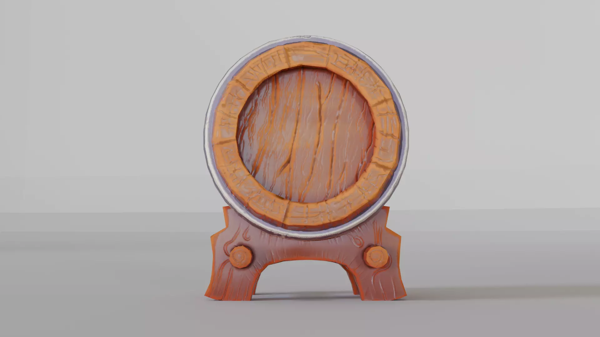 Stylized Wooden Wine Barrel Game Ready Low-poly 3D model_4