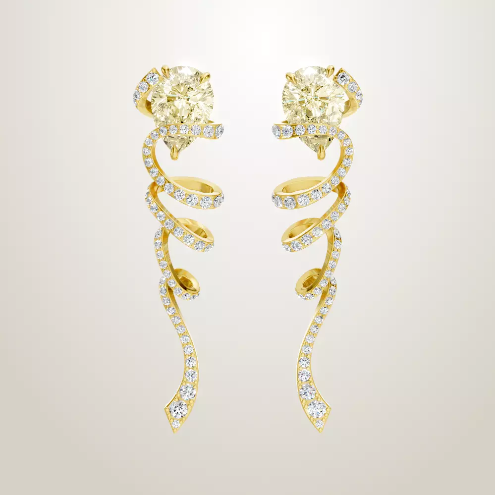 Anabela Chan vermeil Ribbon Twirl diamond earrings 3D print model