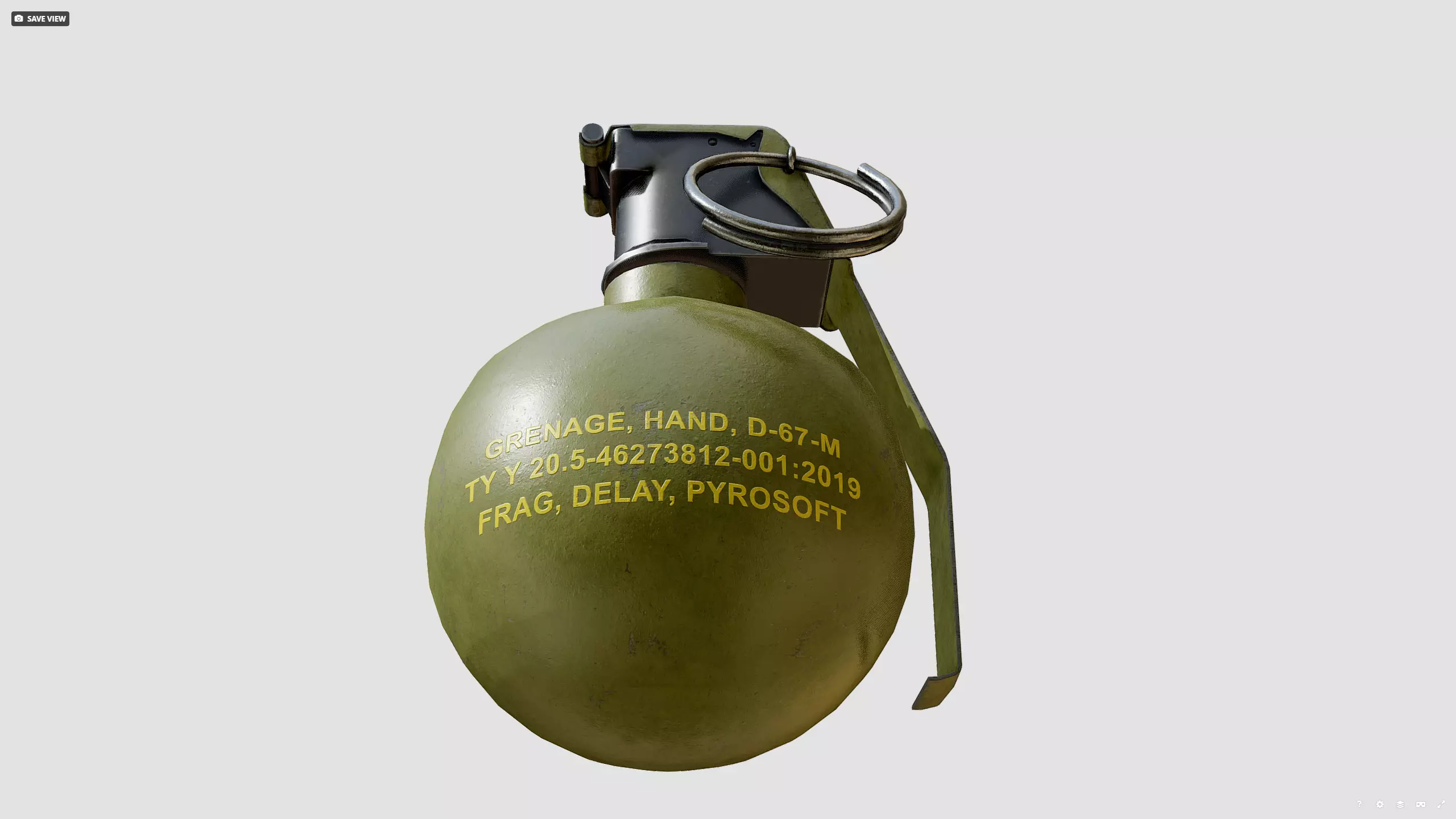 M67 grenade Low-poly 3D model_6