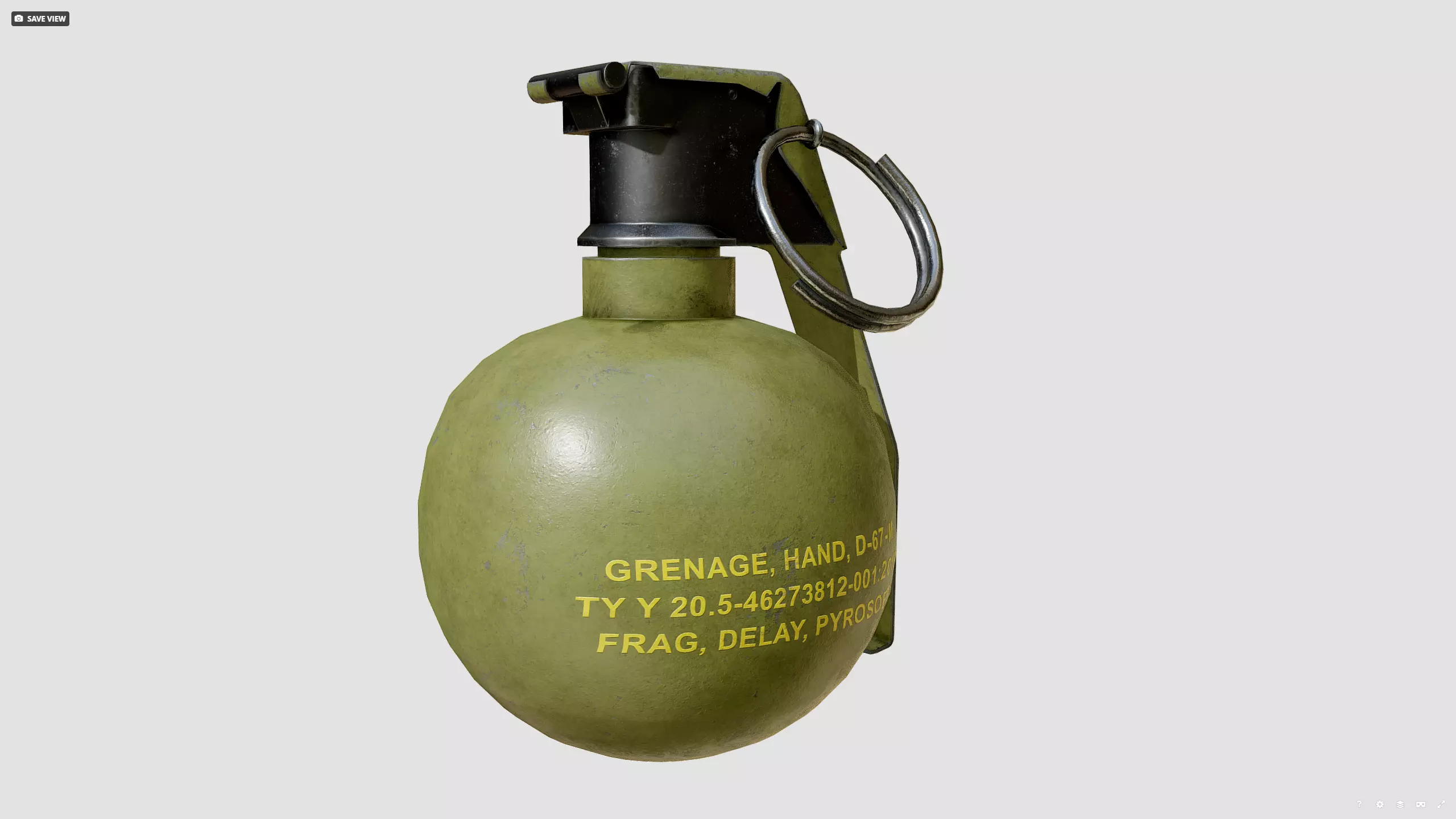 M67 grenade Low-poly 3D model_8