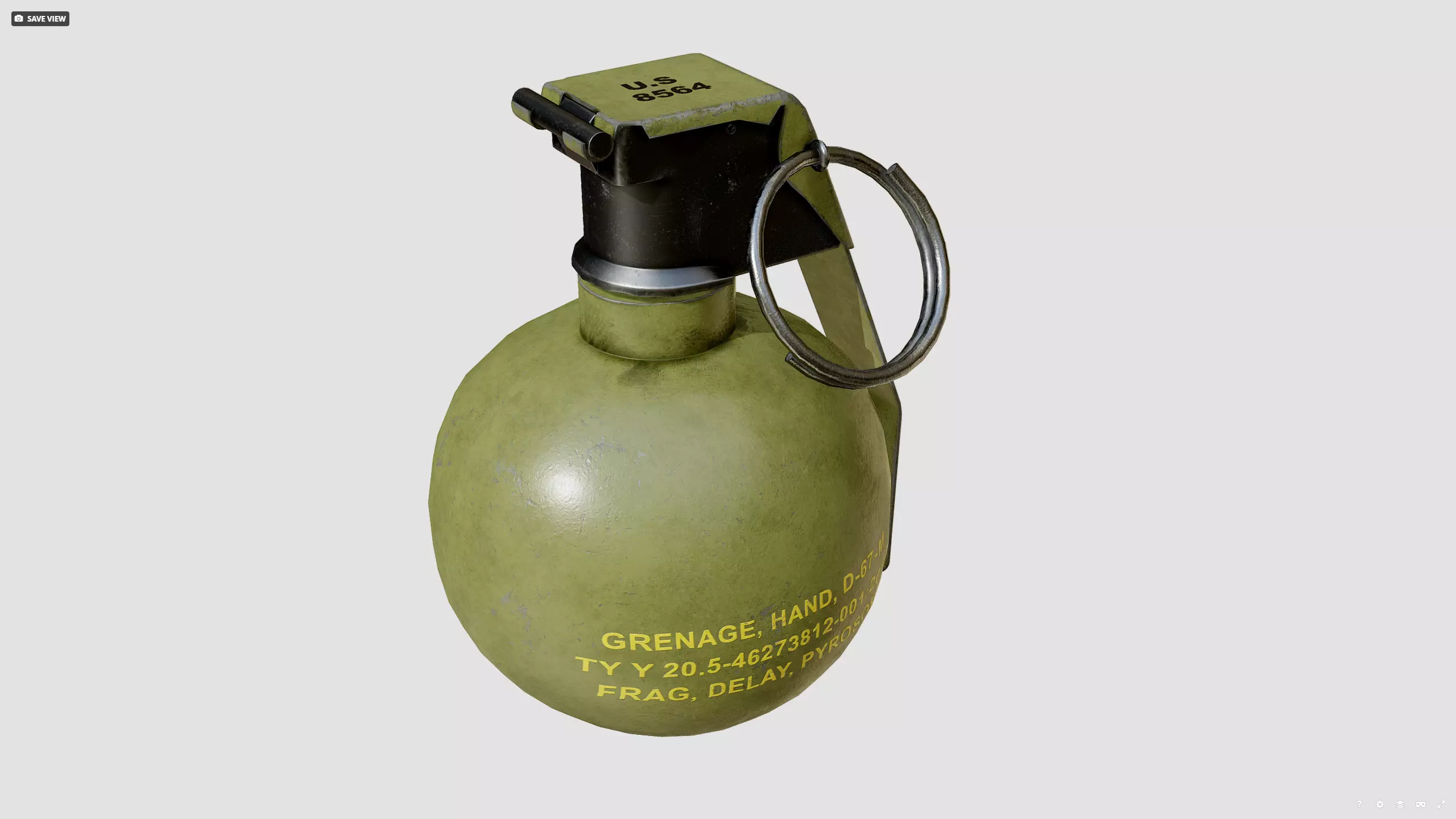 M67 grenade Low-poly 3D model_4