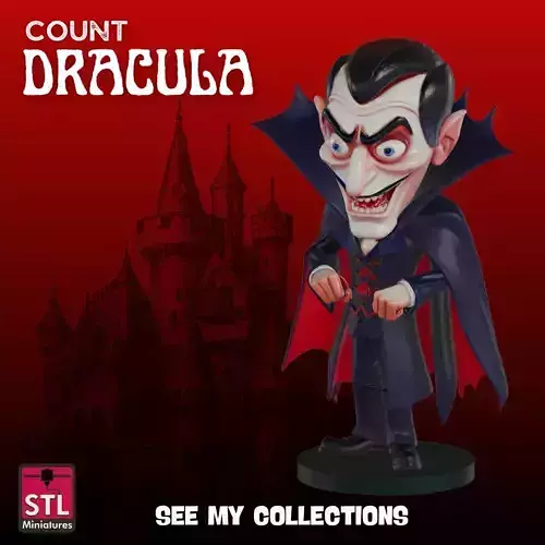 Count Dracula Cartoon Statue STL Playful Horror Design