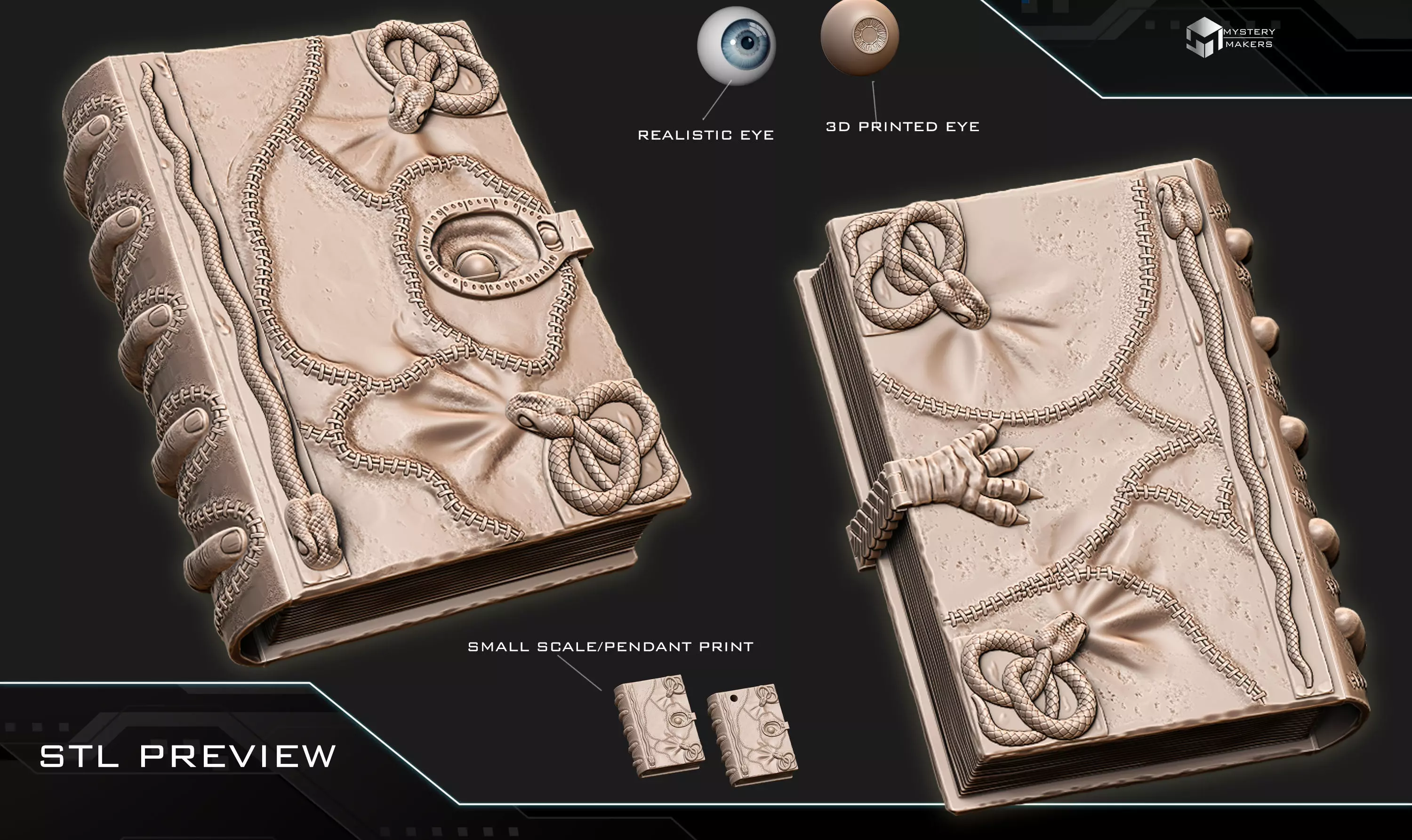 Hocus Pocus spellbook with moveable eye 3D print model_1