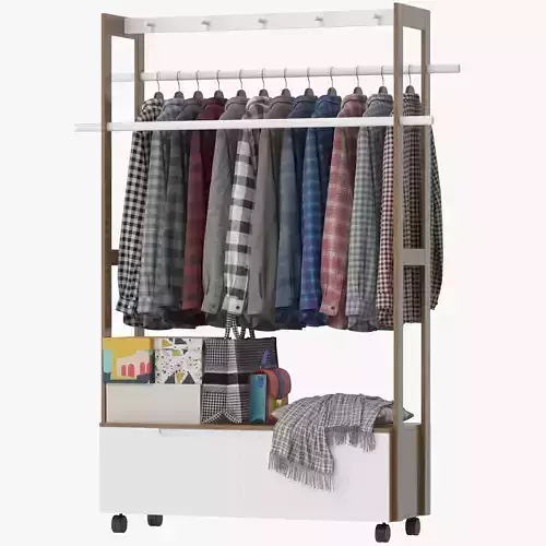Coat Hanger with Drawers 3D model