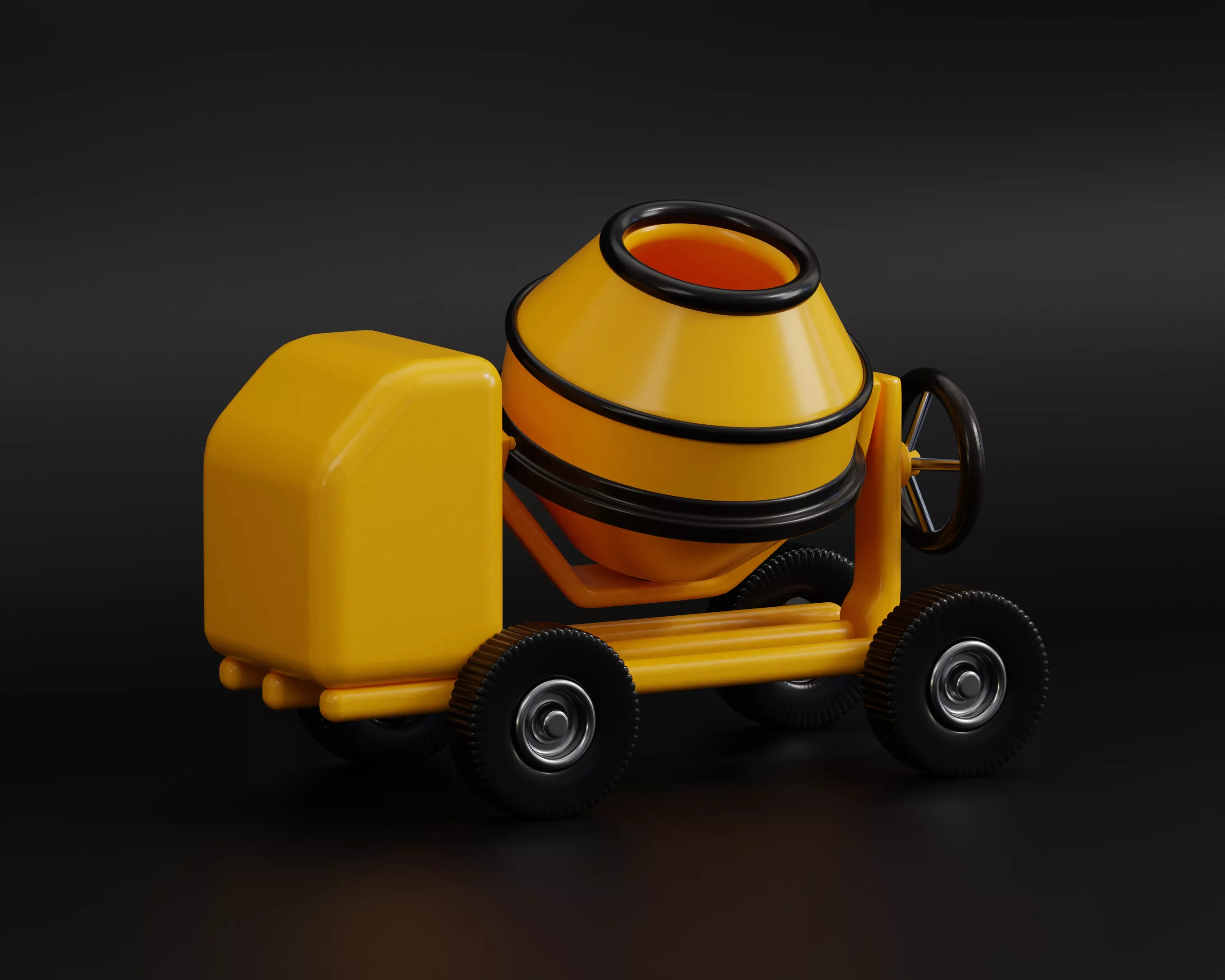 Concrete mixer Low-poly 3D model