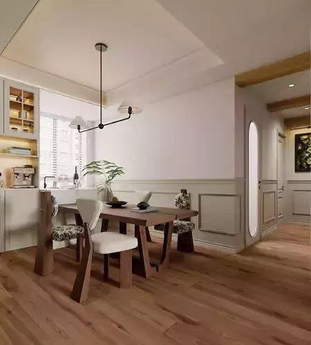 Elegant Classic Living and Dining Room Interior 060