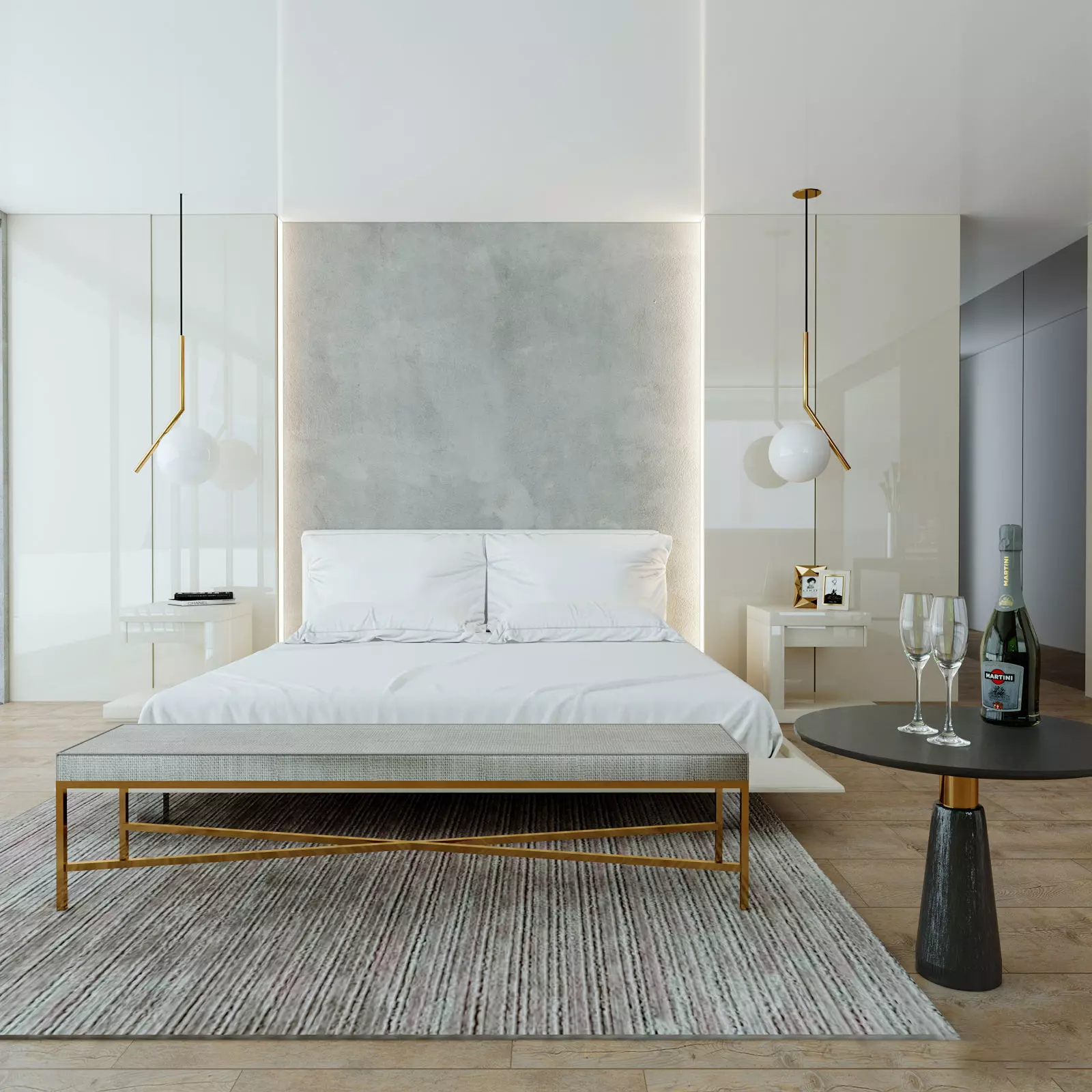 Modern Minimalist Bedroom 055 3D model