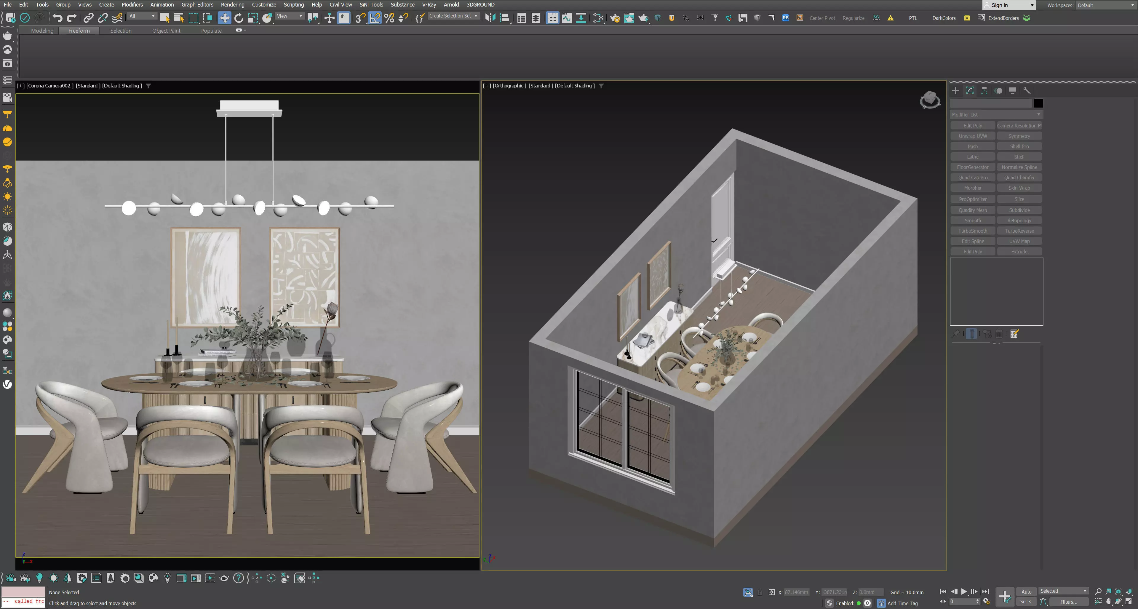 Modern Dining Room Scene 3ds Max Corona 3D model_1