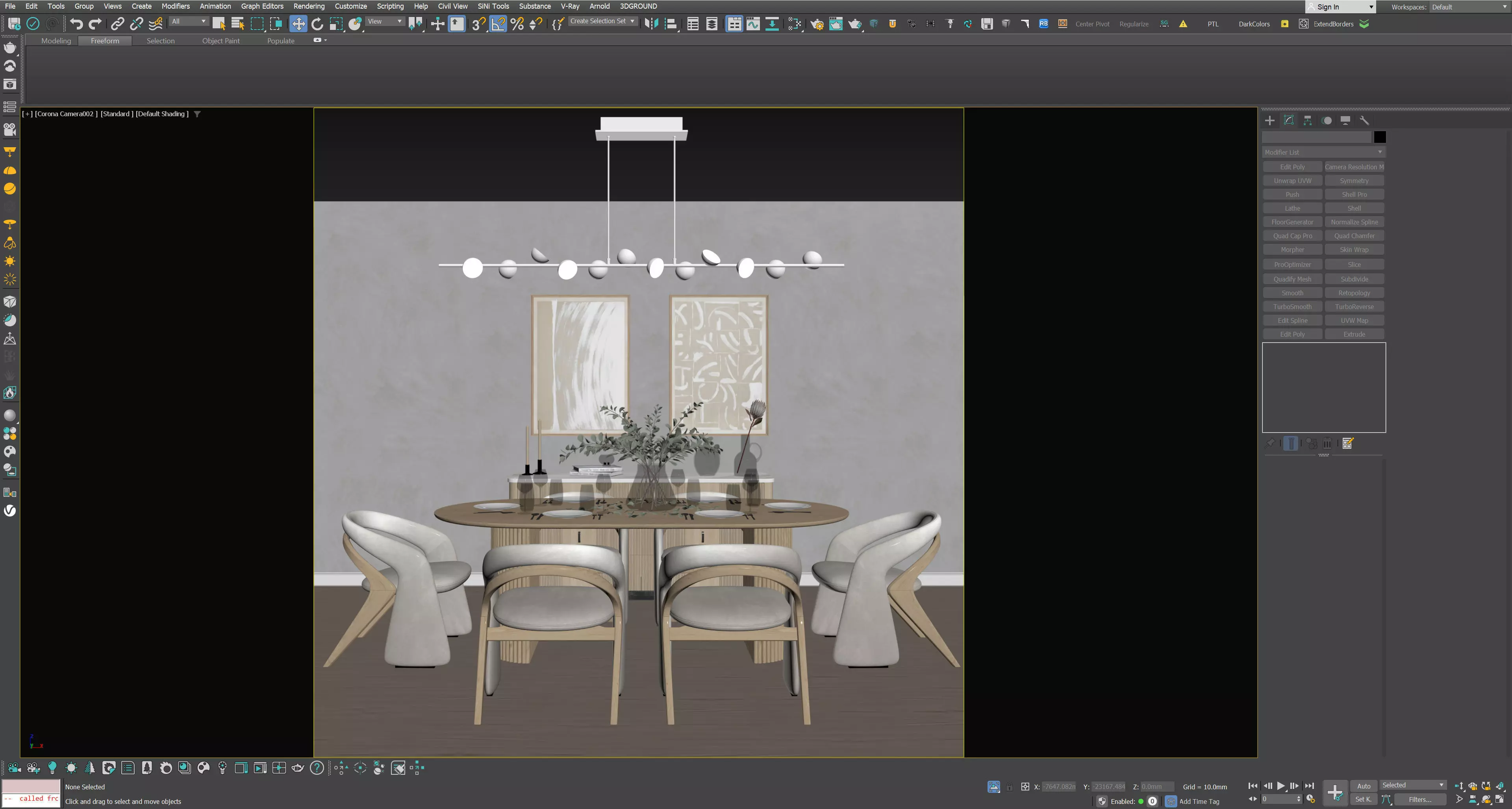 Modern Dining Room Scene 3ds Max Corona 3D model_4