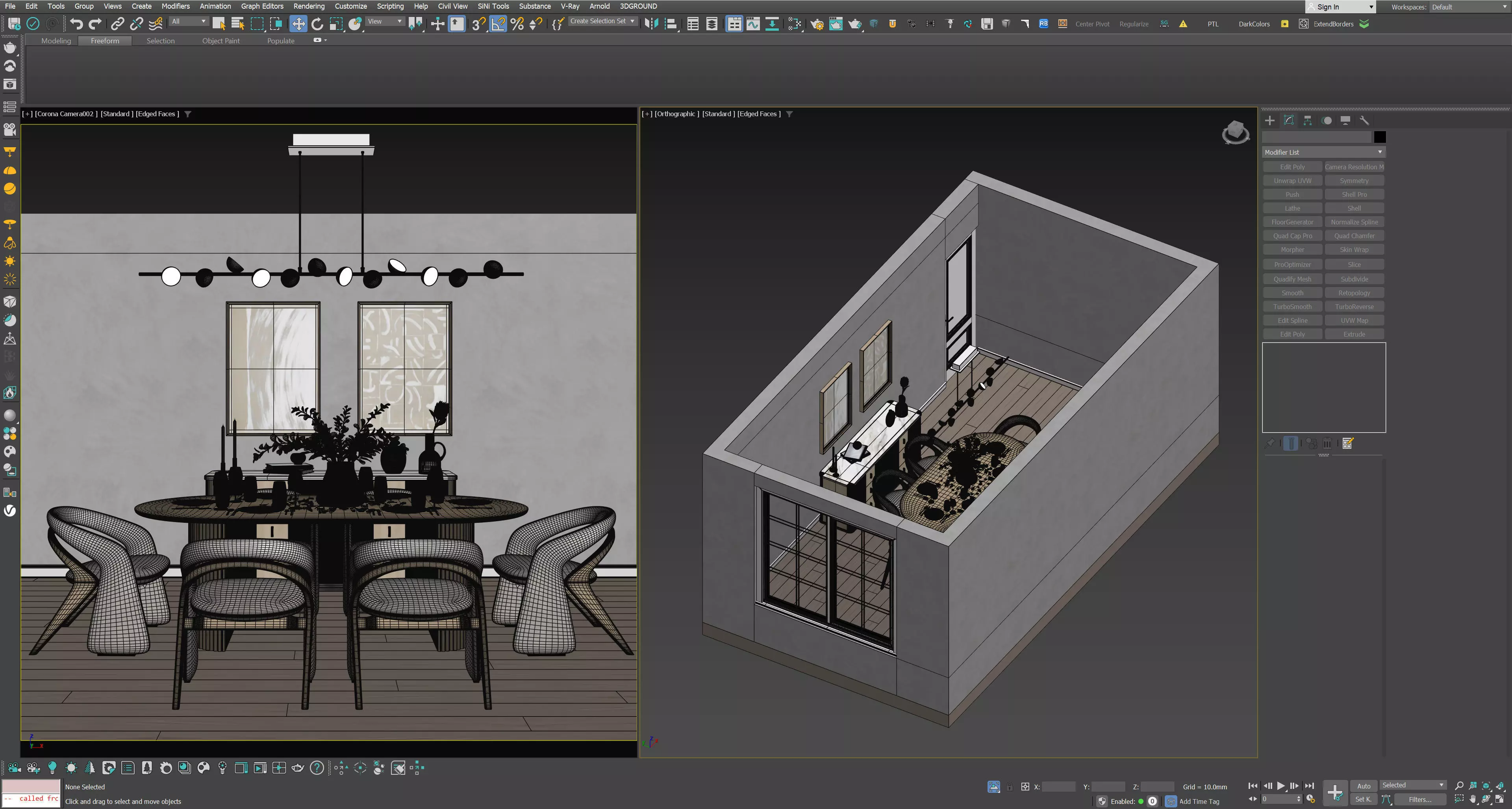 Modern Dining Room Scene 3ds Max Corona 3D model_2