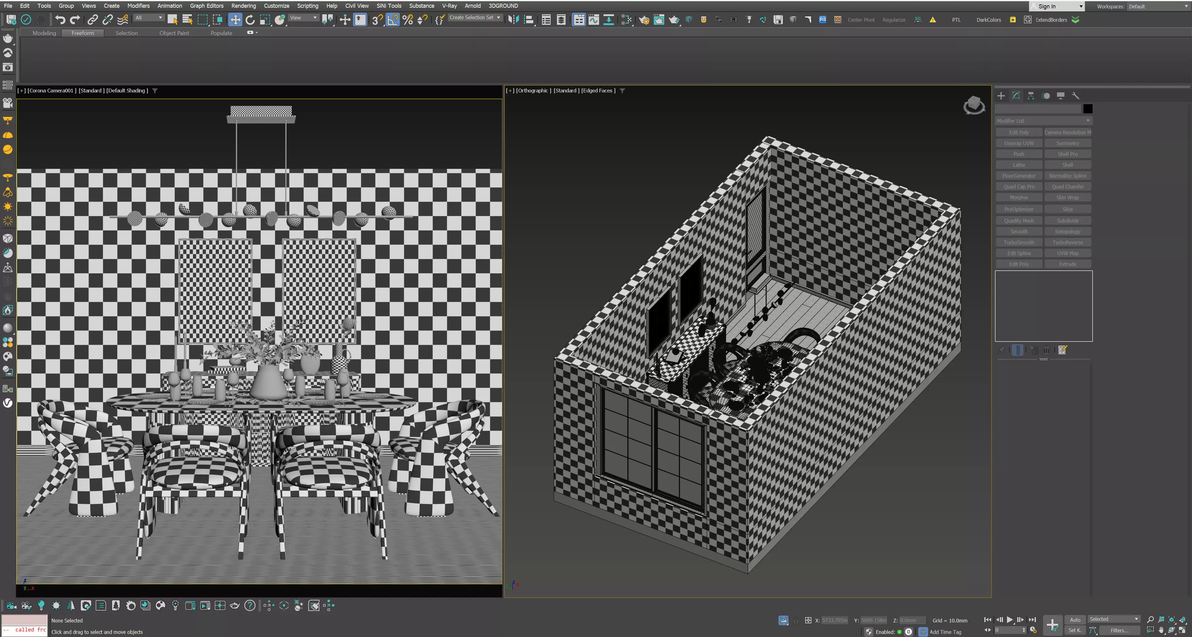 Modern Dining Room Scene 3ds Max Corona 3D model_6