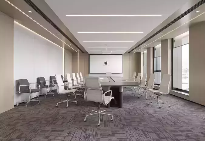 Minimalist Corporate Meeting Room with Conference Table 050