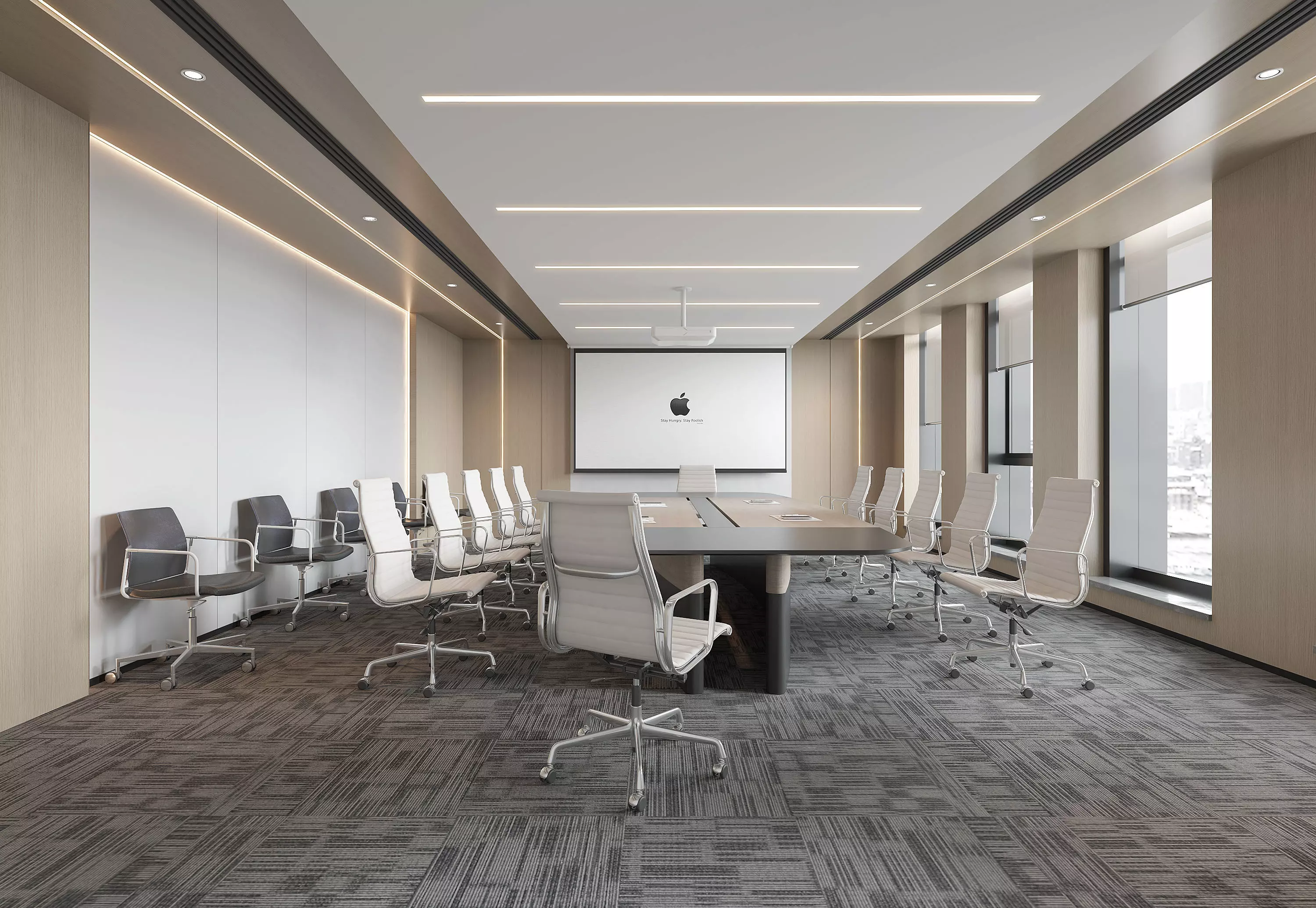 Minimalist Corporate Meeting Room with Conference Table 050 3D model