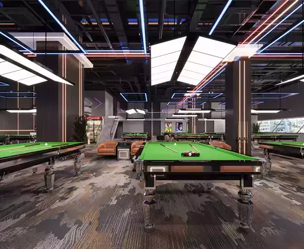 Modern Billiards Hall with Pool Tables 045