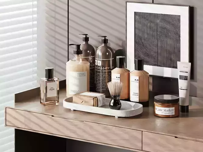 Modern Vanity Set with Skincare and Perfume Bottles 041