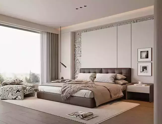 Modern Minimalist Bedroom 040 3D model