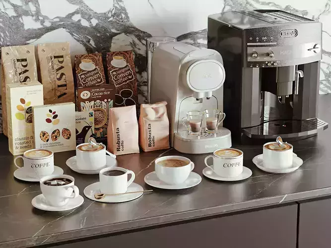 Modern Coffee Station with Espresso Machines 039