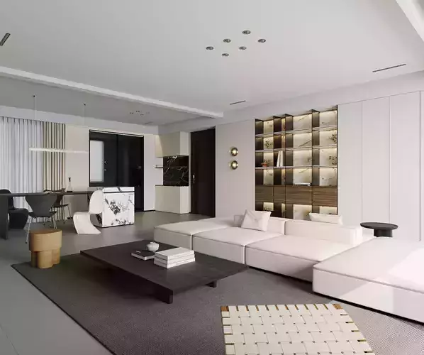 Minimalist Modern Living Room with Open Layout 037