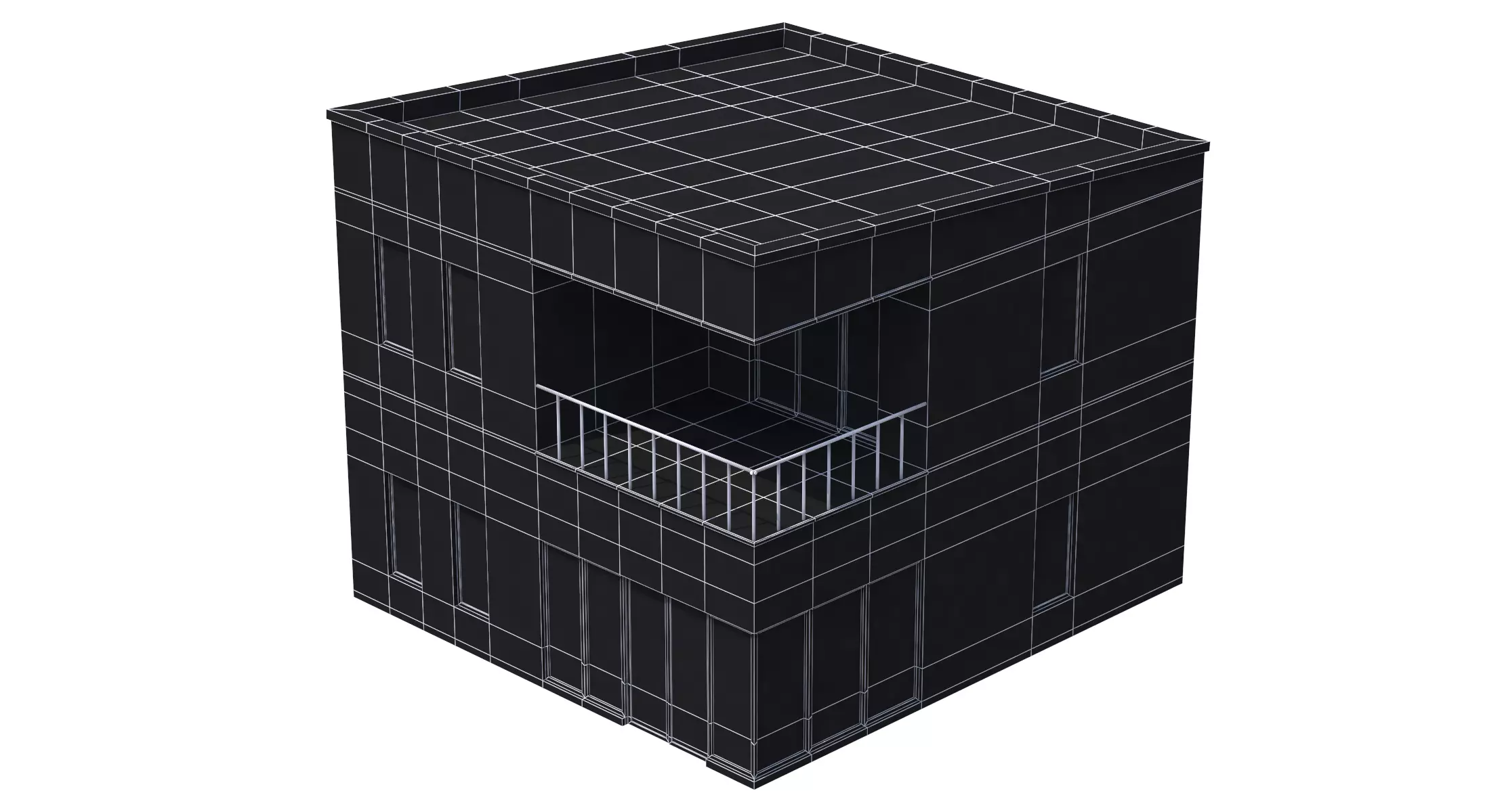 Modern House Low-poly 3D model_6