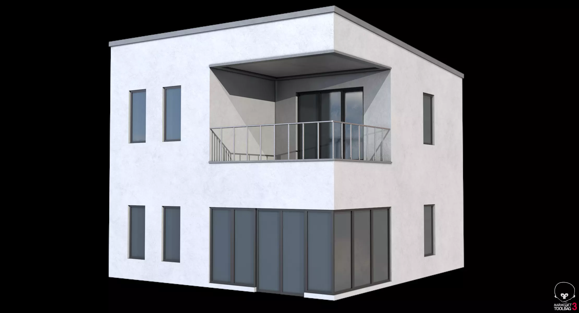 Modern House Low-poly 3D model_9