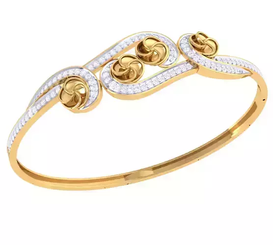 3D Printable Jewelry design of Bangle with diamonds