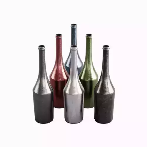 Dirty Glass Bottle Set  Low-poly 3D model