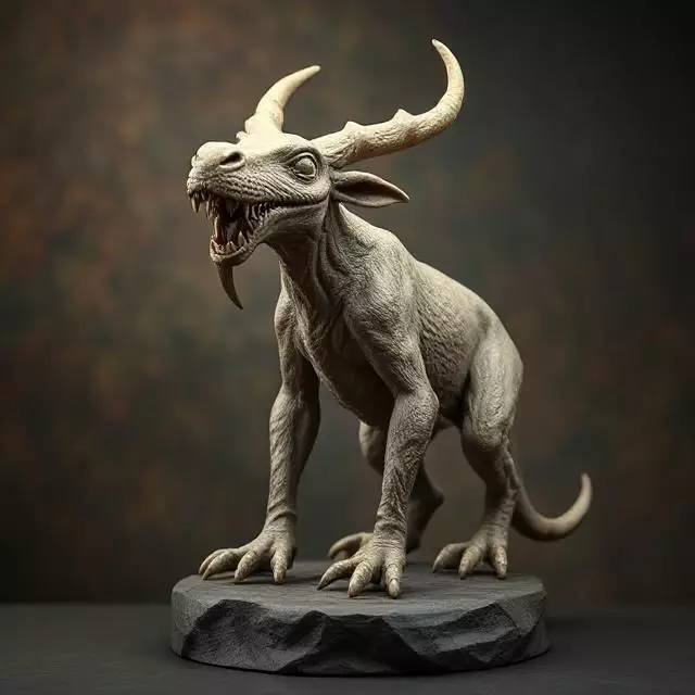 Mythical Beast Roaring Statue 3D print model