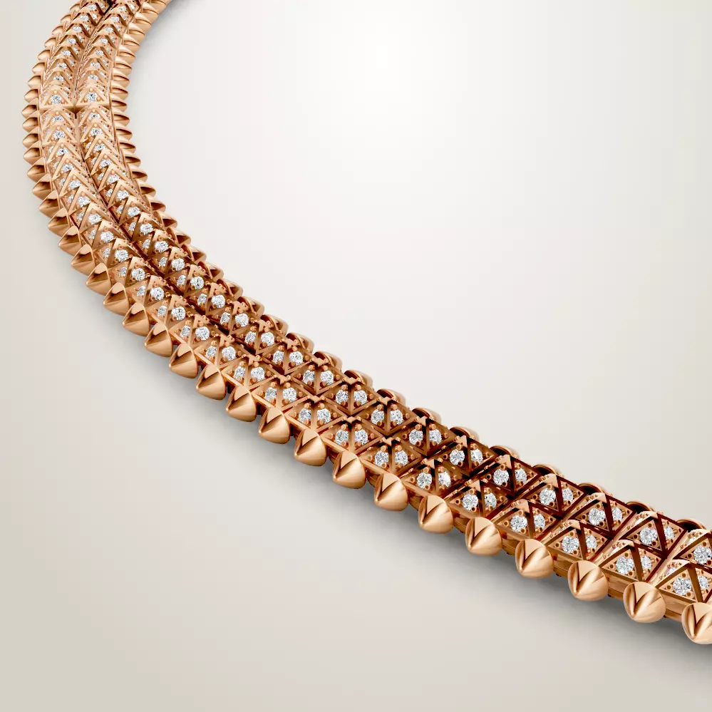 Clash de Cartie necklace flexible double row paved 3D print model_3