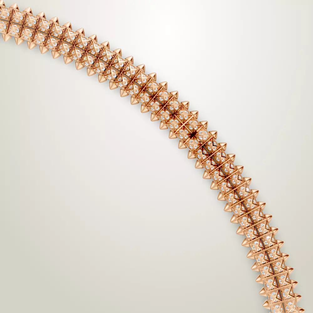 Clash de Cartie necklace flexible double row paved 3D print model_5