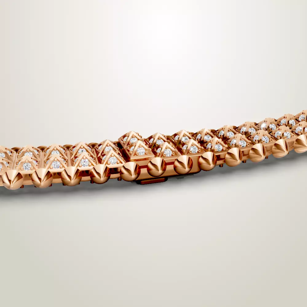 Clash de Cartie necklace flexible double row paved 3D print model_4