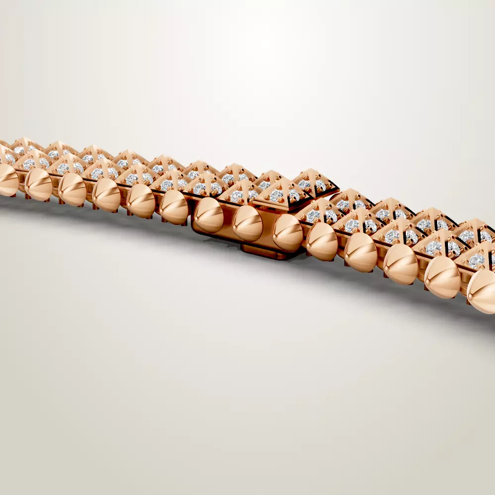 Clash de Cartie necklace flexible double row paved 3D print model_2