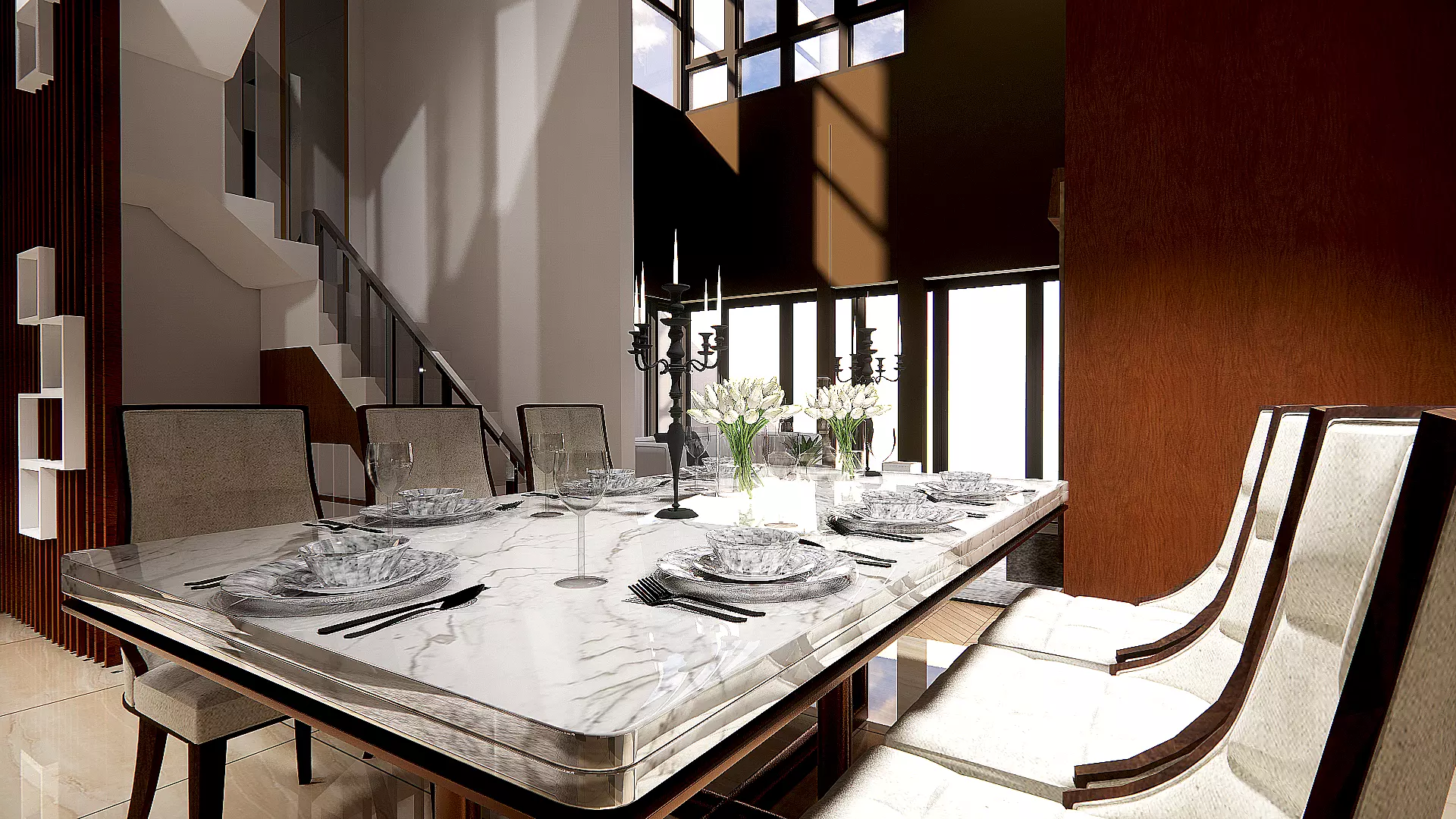 Modern House Design 10x20 m  2 Floors Full Interior Skp Only 3D model_4