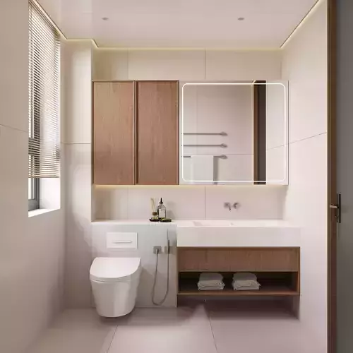 Modern Minimalist Bathroom with Vanity and Toilet 063