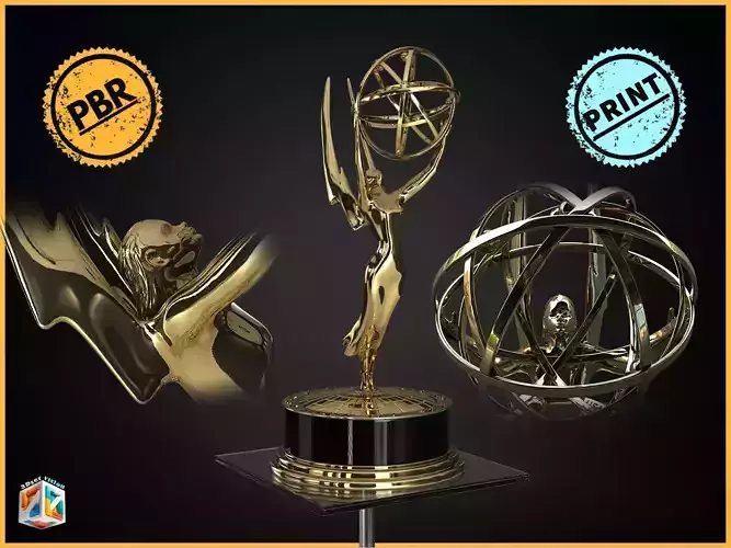 The Emmy Award golden trophy for American television industry