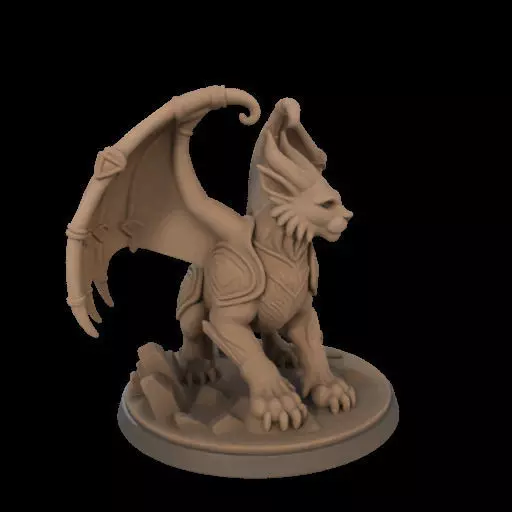 Fantasy Winged Beast Figurine 3D print model_6