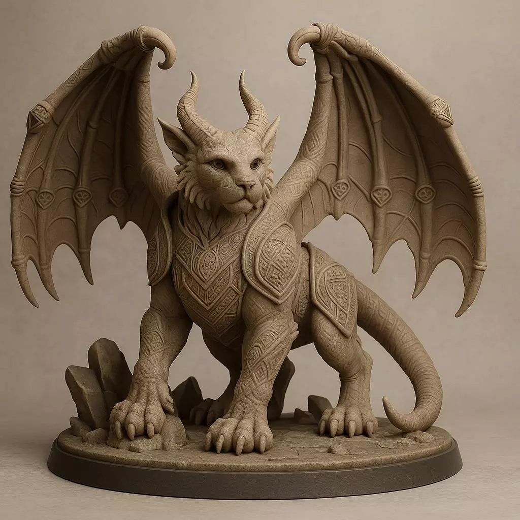 Fantasy Winged Beast Figurine 3D print model_0