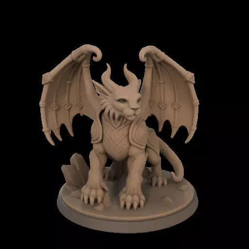 Fantasy Winged Beast Figurine 3D print model_2