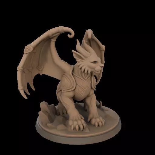 Fantasy Winged Beast Figurine 3D print model_5