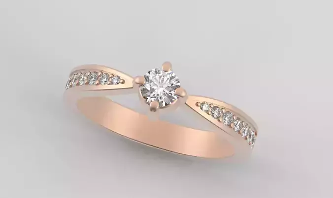 OAC157  Solitaire Ring with One Stone Band