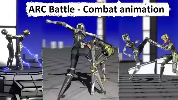 ARC Combat animation Gold vs Gothic Low-poly 3D model