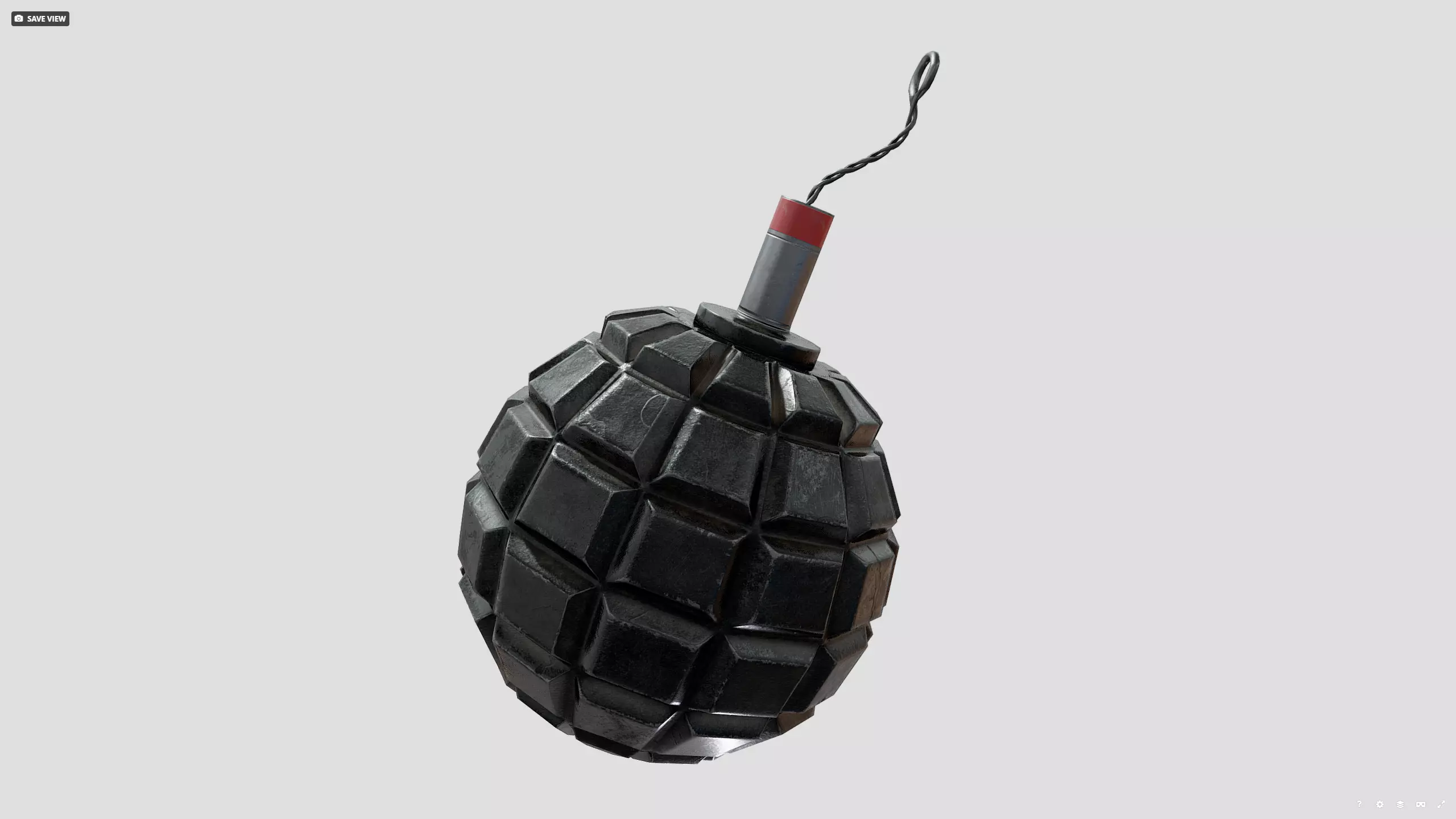 1915 german grenade Low-poly 3D model_4