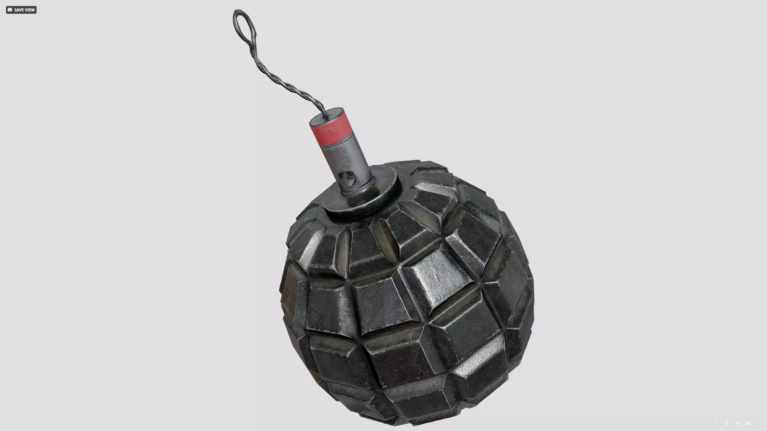 1915 german grenade Low-poly 3D model_9