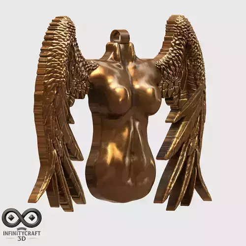 Winged Goddess Torso 3D Angel Body Sculpture for CNC or Printing