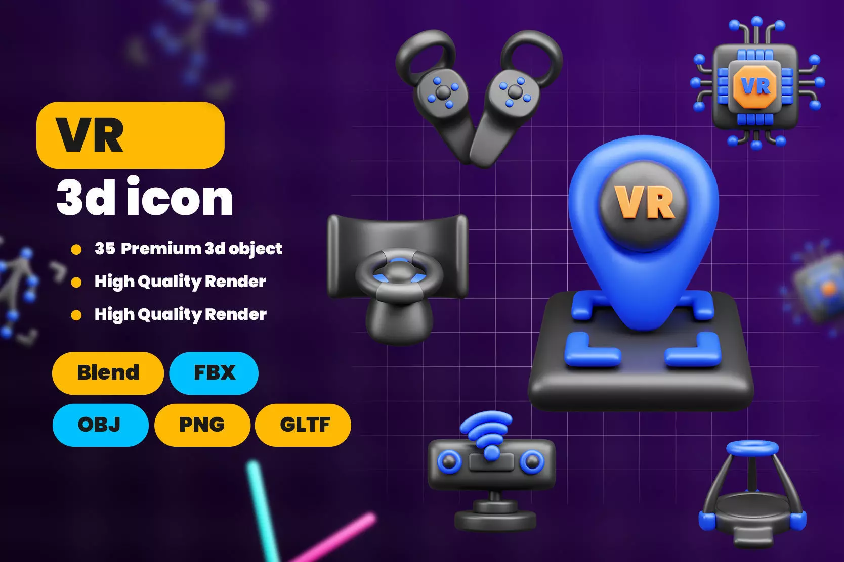 VR 3d Icon Pack 3D model_0